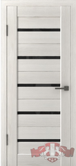 Дверь межкомнатная Владимирская фабрика дверей Line Line 1, цвет бьянко, экошпон, стекло black gloss