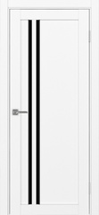 Дверь межкомнатная Оптима Порте Турин 525.121 АПС молдинг SB, цвет белый снежный, экошпон, стекло лакобель черное
