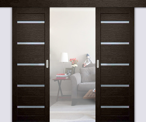 Дверь межкомнатная Порте Лайн Мюнхен 26, цвет венге 3D, эколайт, стекло матовое #3
